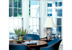 Wincore 7700 - blue chairs next to the window | Berkeley Exteriors